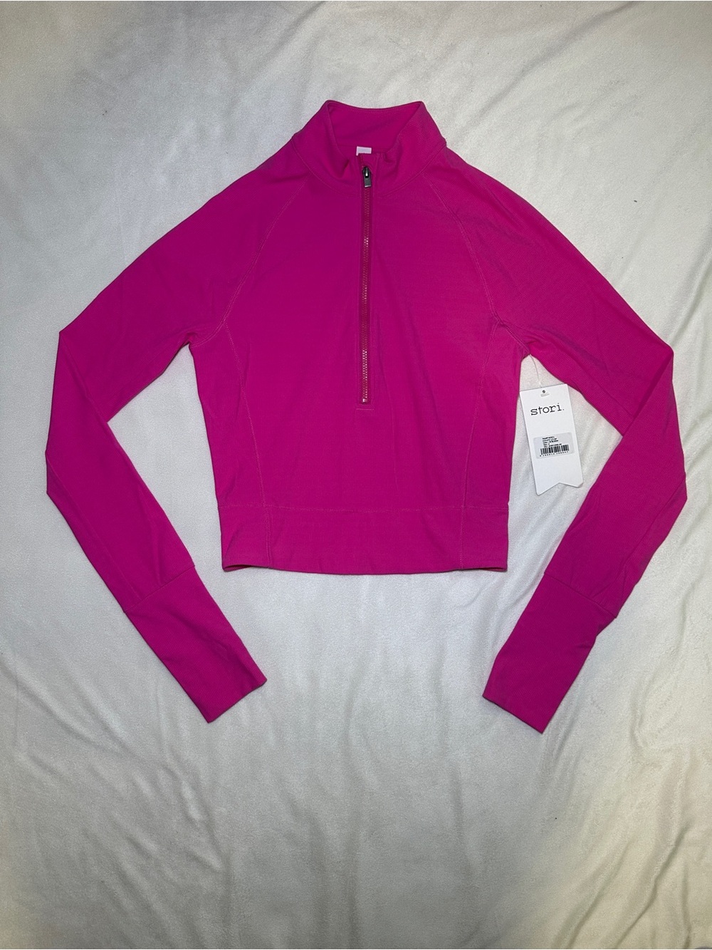 Stori Elevate 1/2 Zip Ribbed Active Top Pink Size 4 NWT